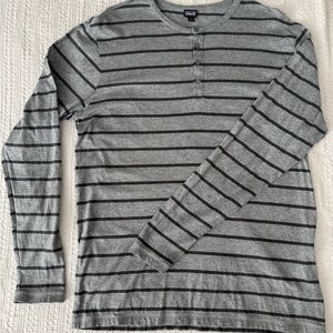 Patagonia Gray and Black Striped Long Sleeve Henley